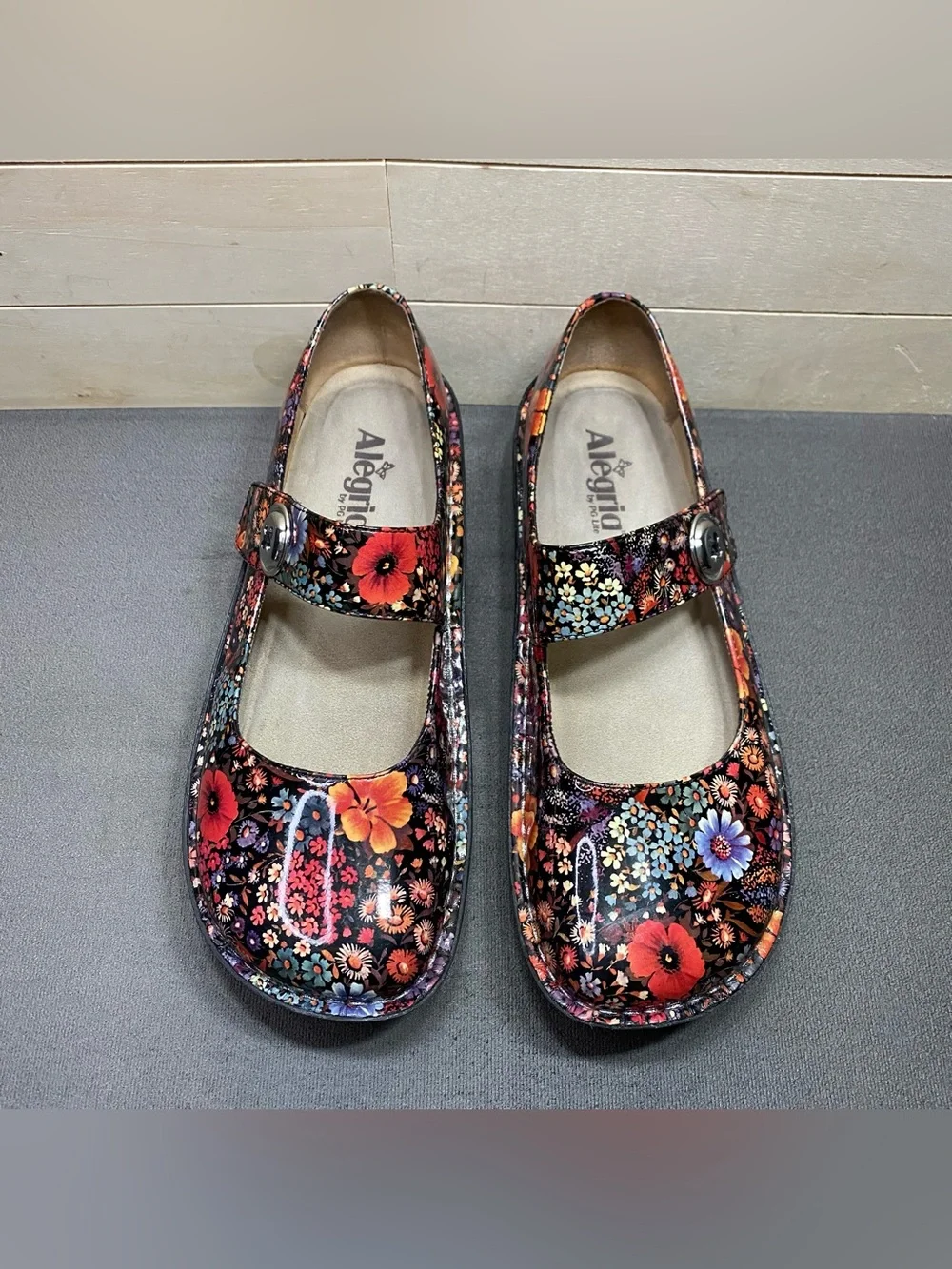 Alegria Paloma Mary Jane Floral Black Women's Size 10 Shoes EU40 Patent Leather - Picture 7 of 11